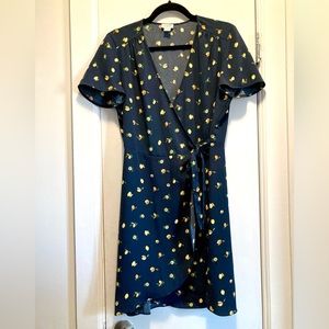 J. Crew Lemon Print Wrap Dress